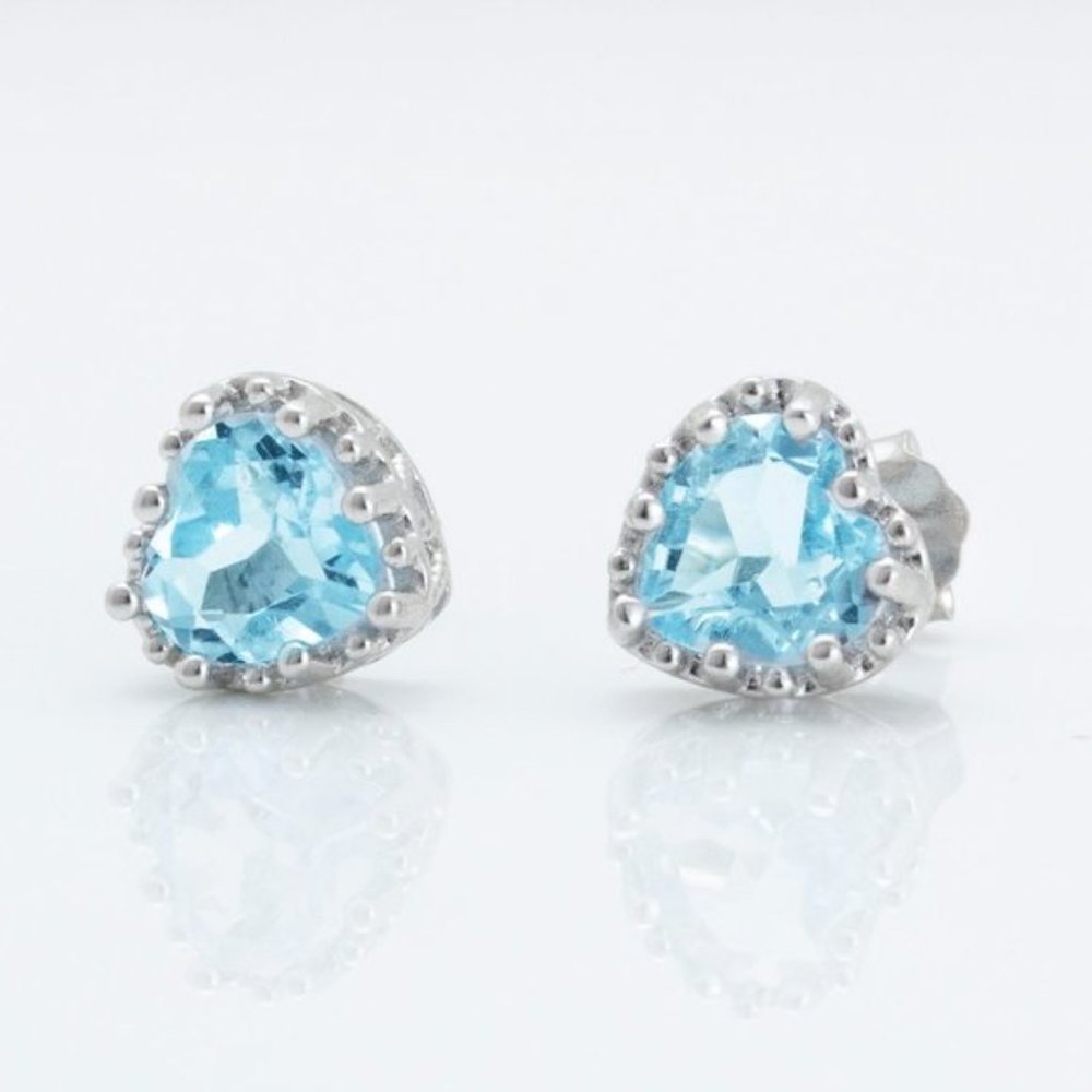 Beautiful Sterling Silver Topaz Heart Shaped Earrings